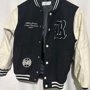 H&M Black and White Kids Varsity Jacket with Embroidered 'R'